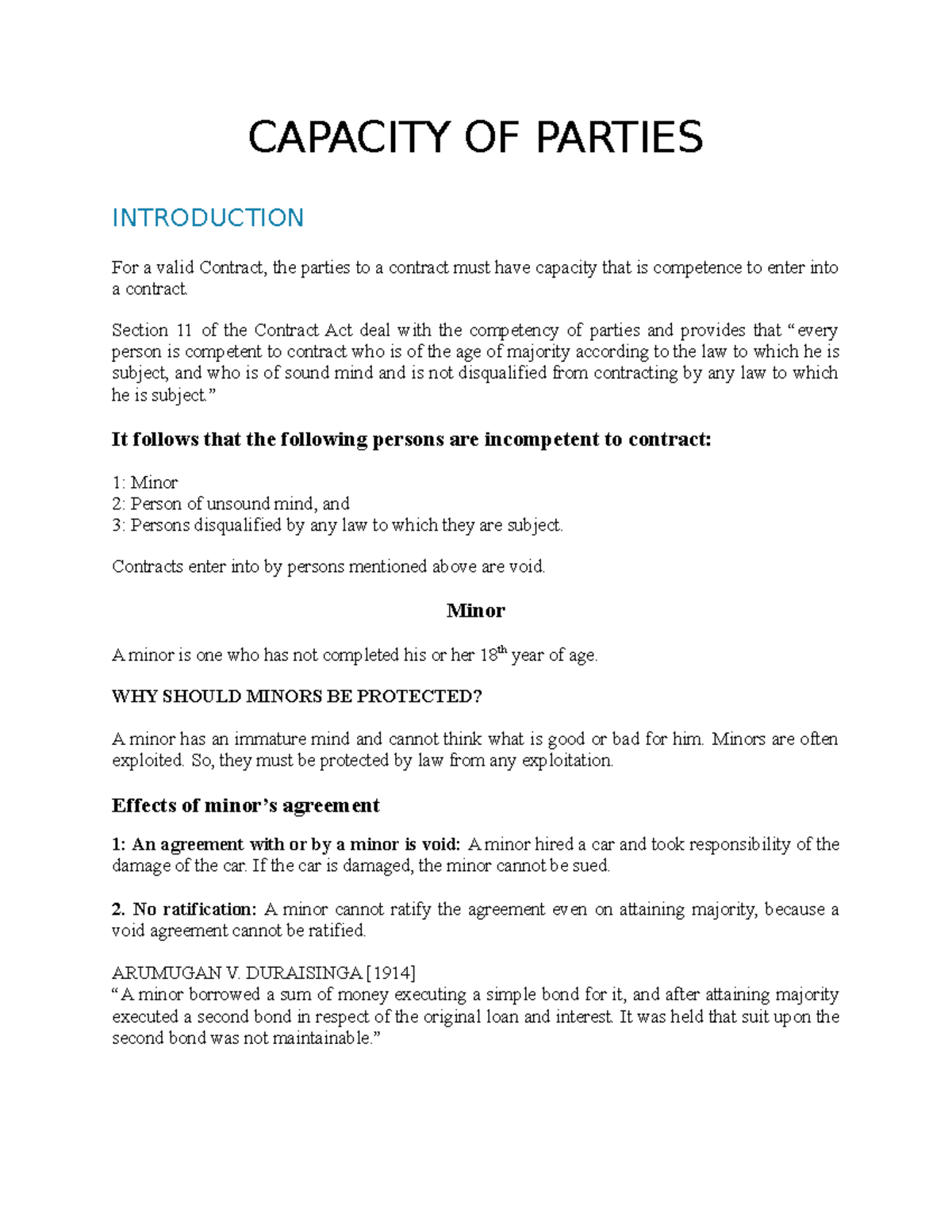 What You Mean By Capacity Of Parties