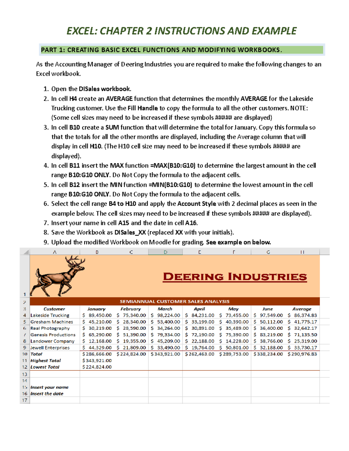 CH2 Instructions - EXCEL: CHAPTER 2 INSTRUCTIONS AND EXAMPLE PART 1 ...