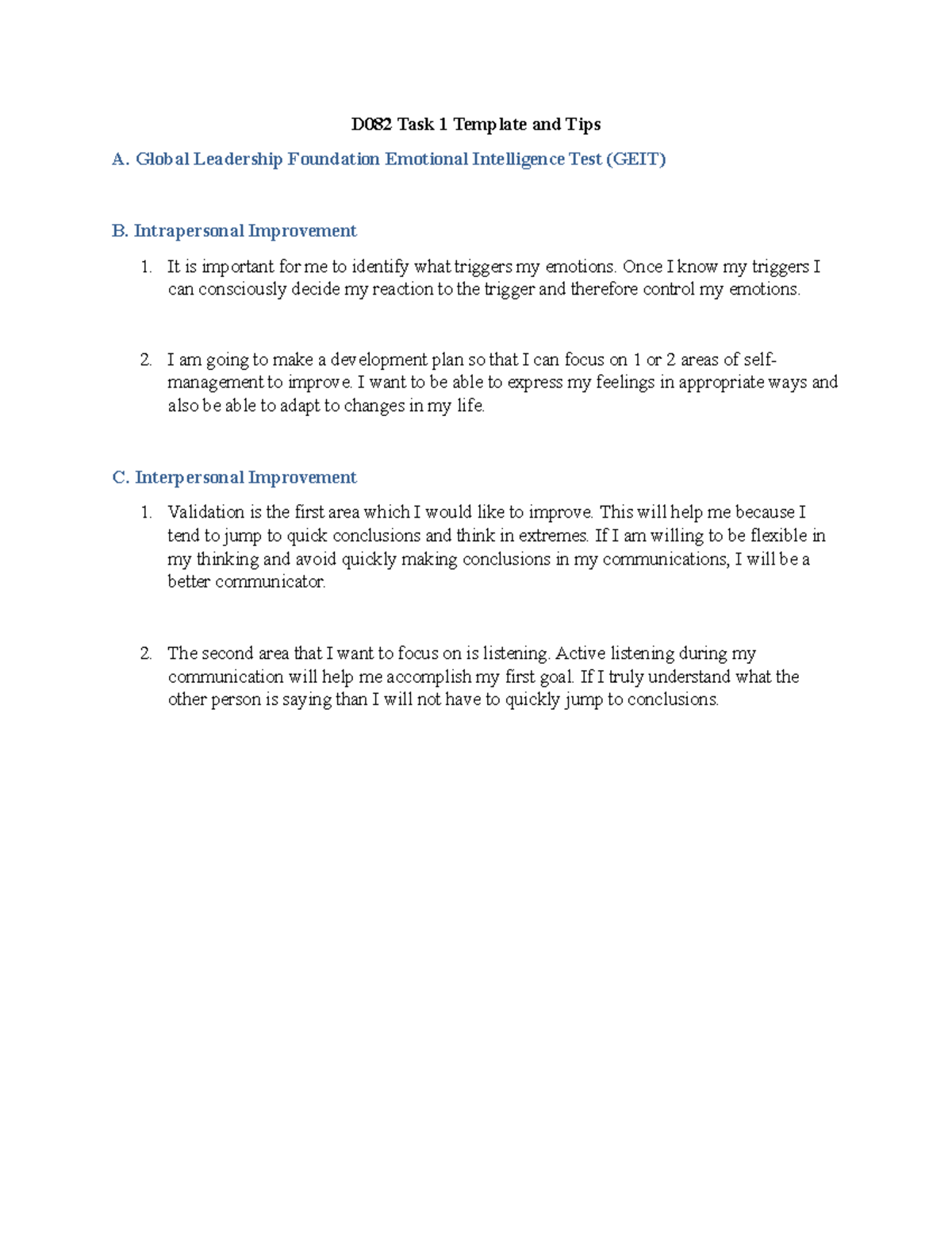 D082 Task 1 Assignment 1 - D082 Task 1 Template And Tips A. Global ...