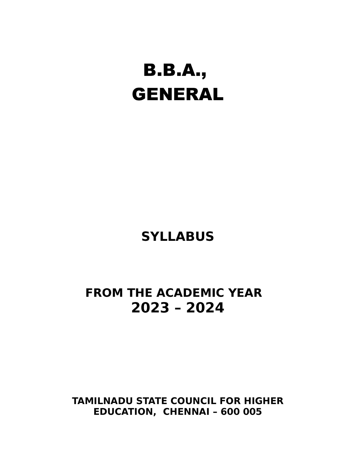 01. B.B.A., - General - Syllabus - B.B., GENERAL SYLLABUS FROM THE ...