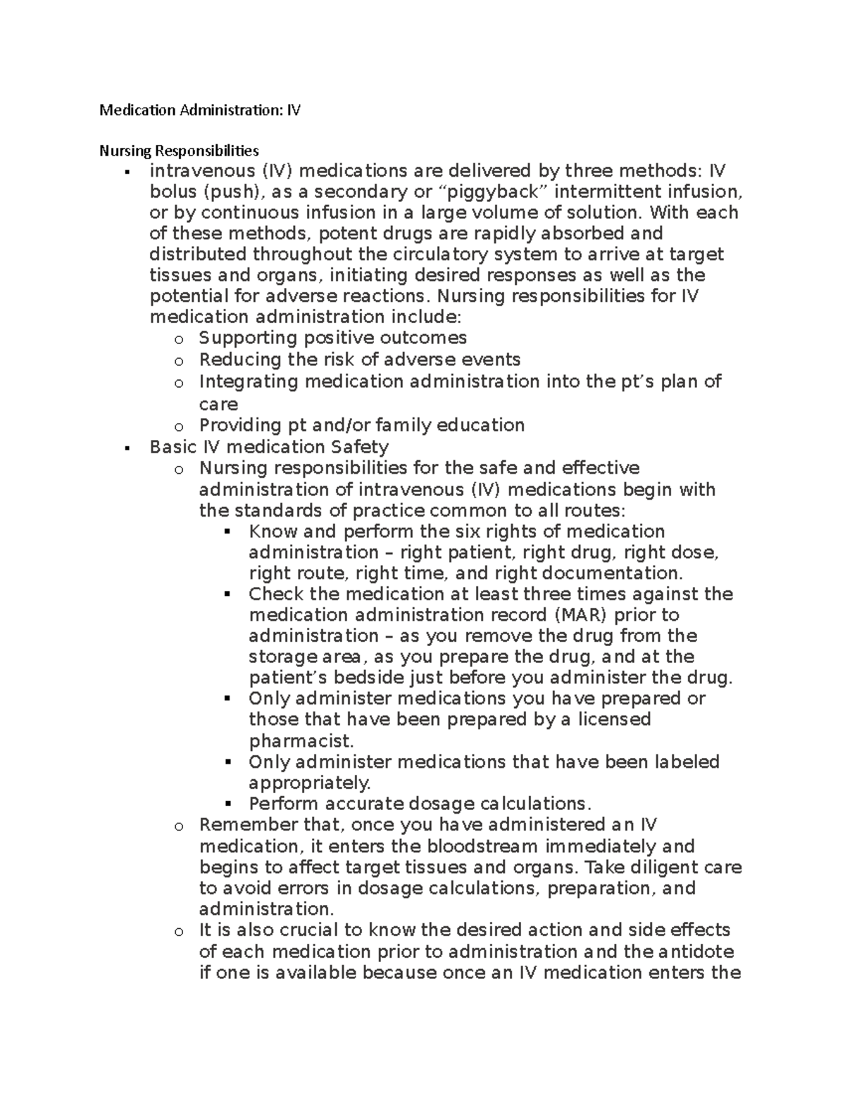 Medication Administration- IV - Medication Administration: IV Nursing ...
