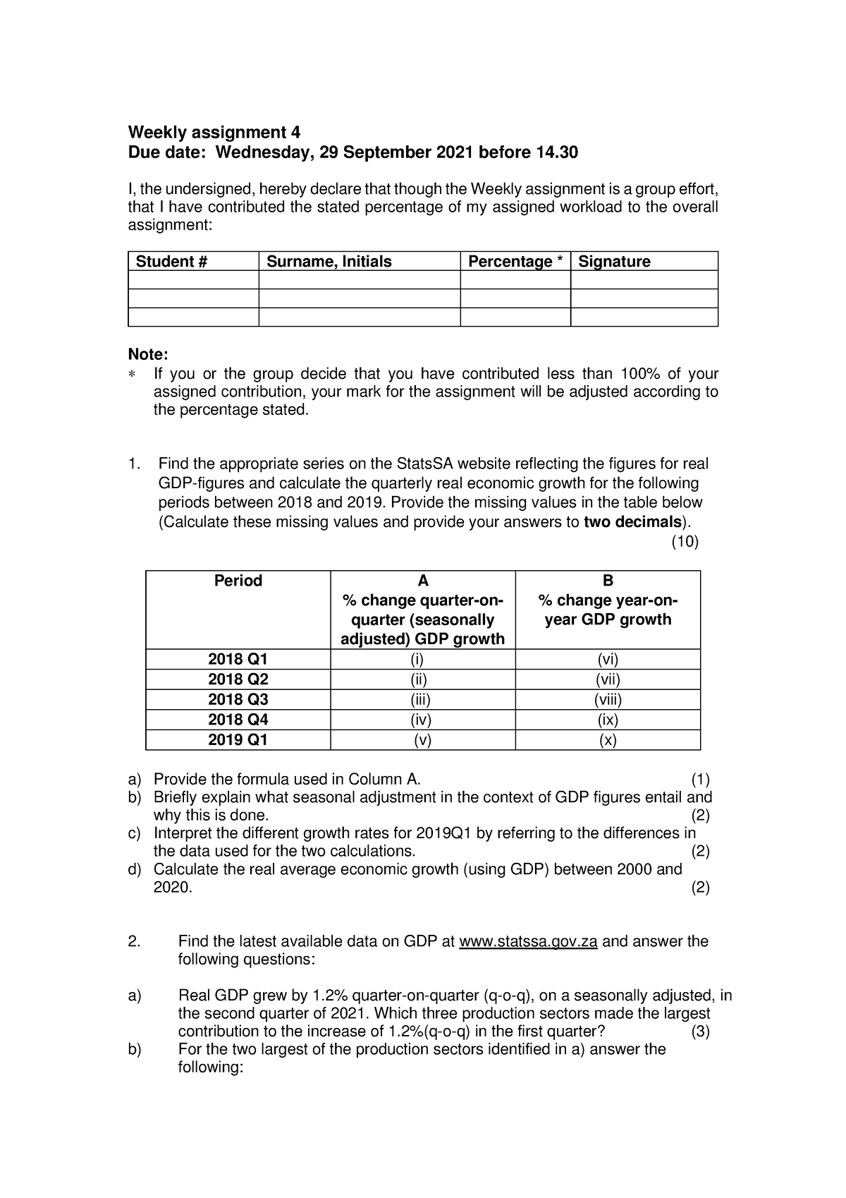 2021 Assignment 4 - Weekly Assignment 4 Due Date: Wednesday, 29 ...