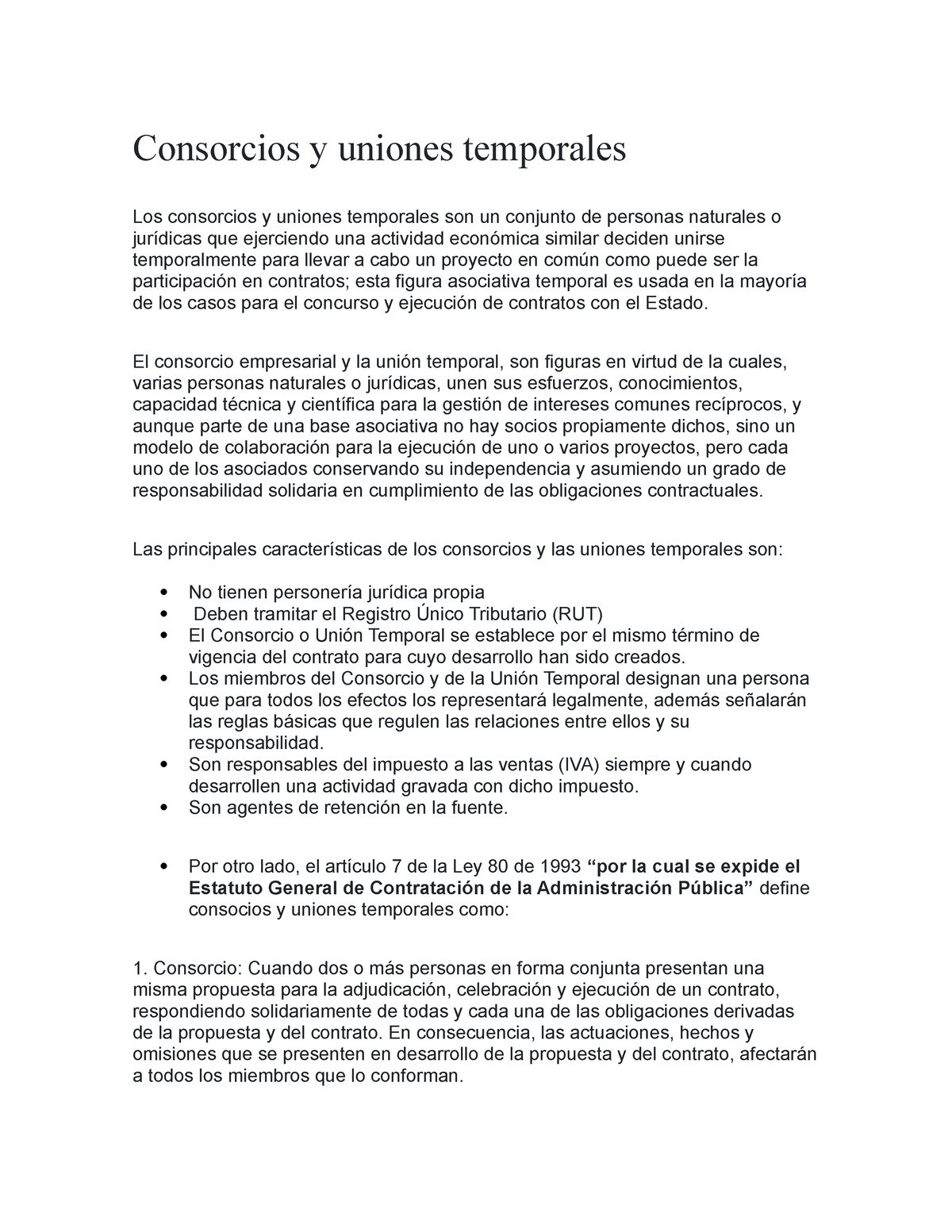 Consorcios Y Uniones Temporales - El Consorcio Empresarial Y La Unión ...