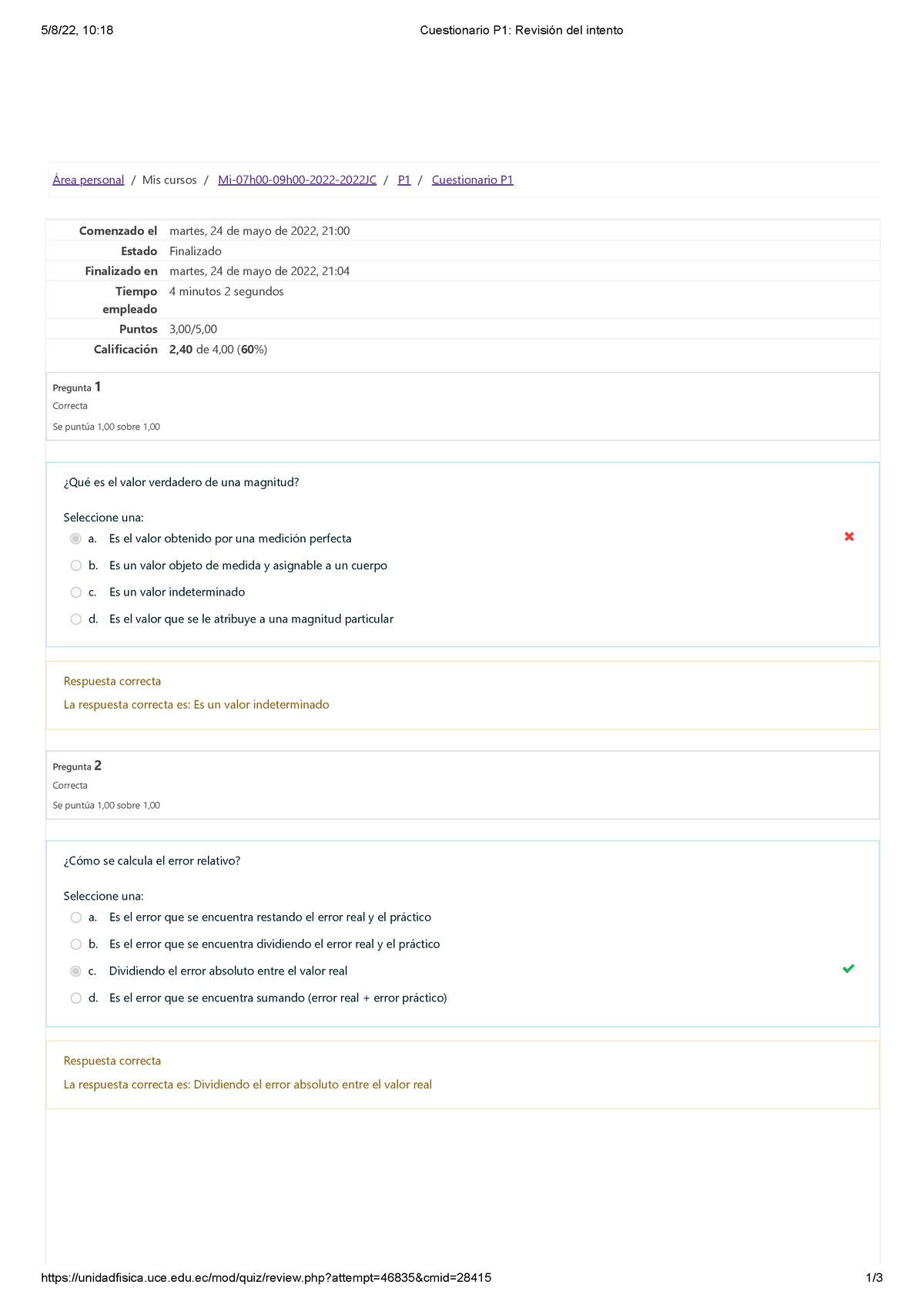 Cuestionario P1 Revisión Del Intento - 5/8/22, 10:18 Cuestionario P1 ...
