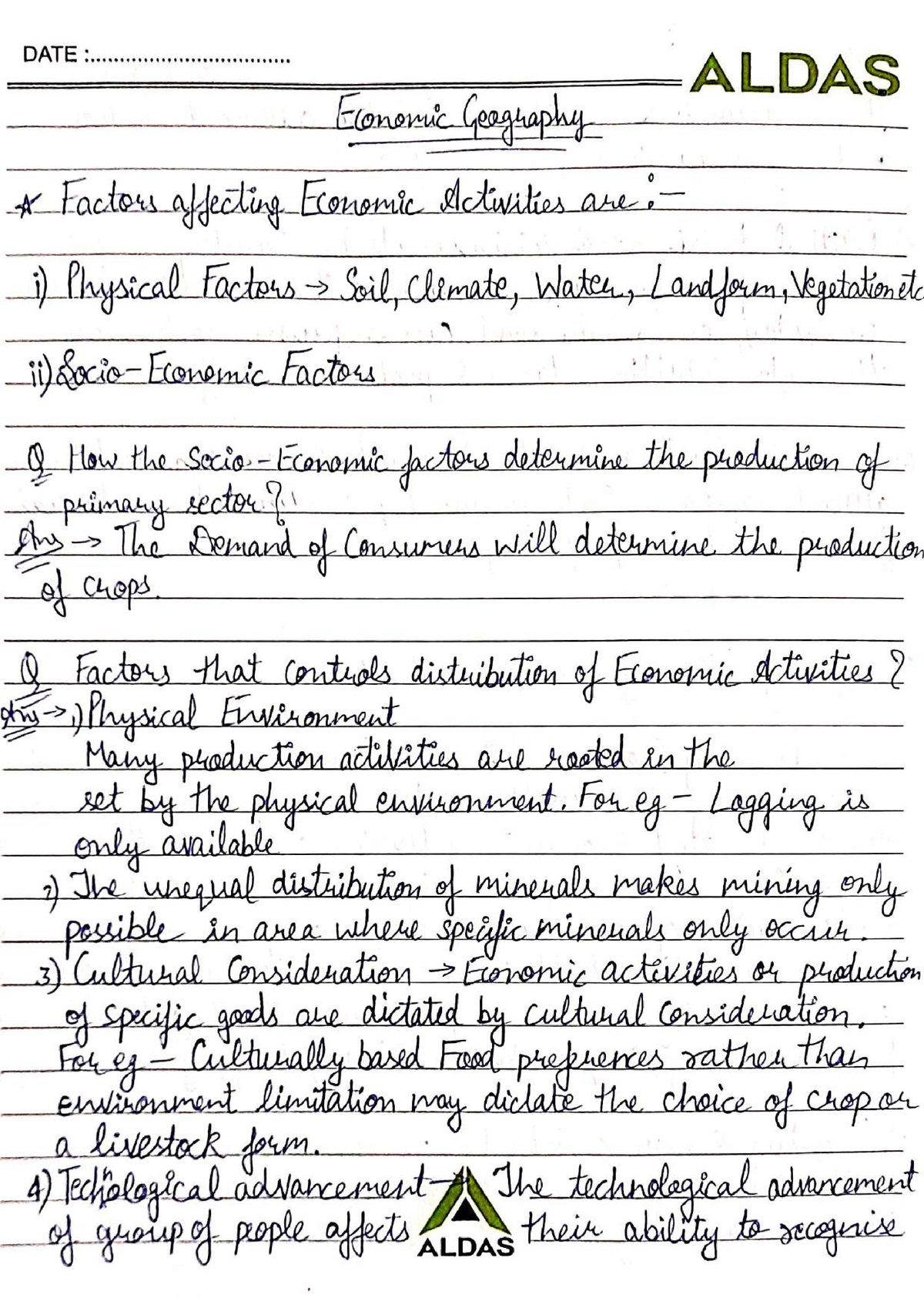 Unit-1 Economic Geography Compressed - BA( Hons.) Geography - Studocu