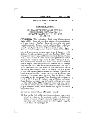Halijah Abdul Rahman V Zambree Baharom 402 2009 1 Clj Sya A B C D E F G H I Laporan Syariah Studocu