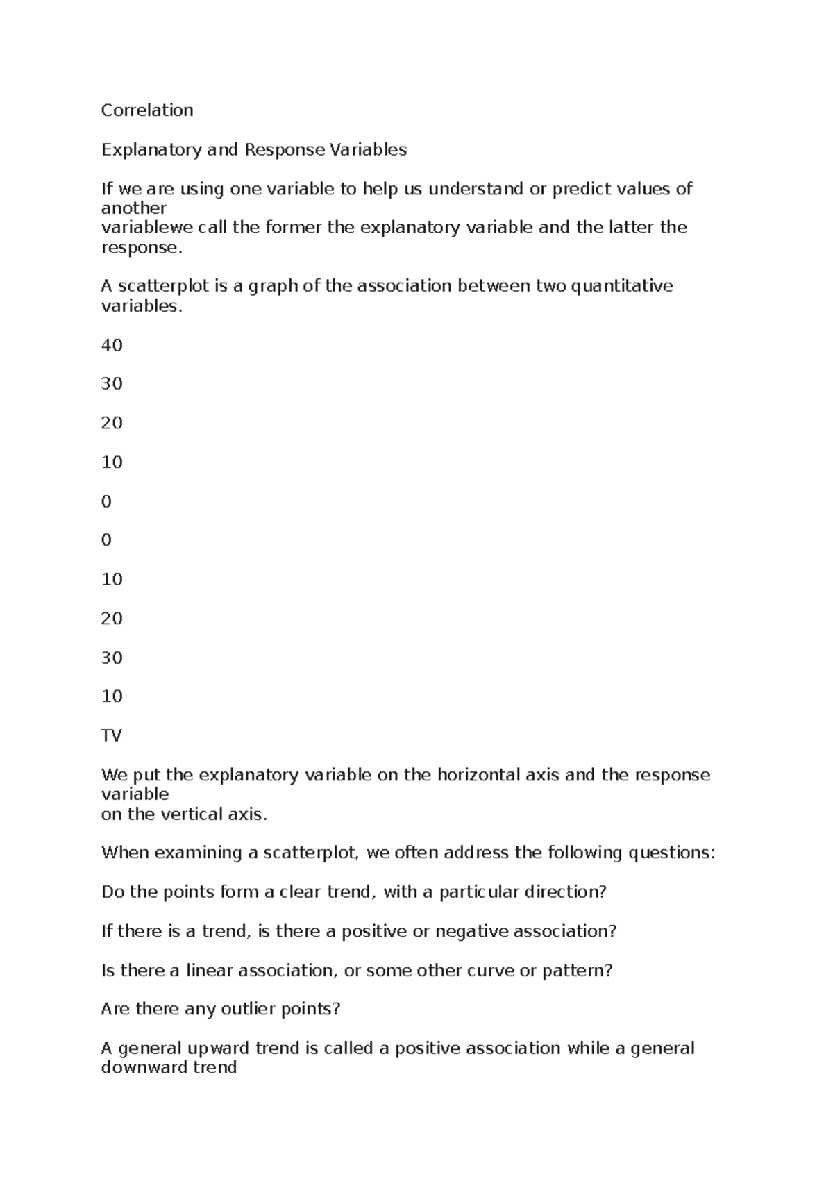 Lecture 1 Correlation - Useful notes - Correlation Explanatory and ...
