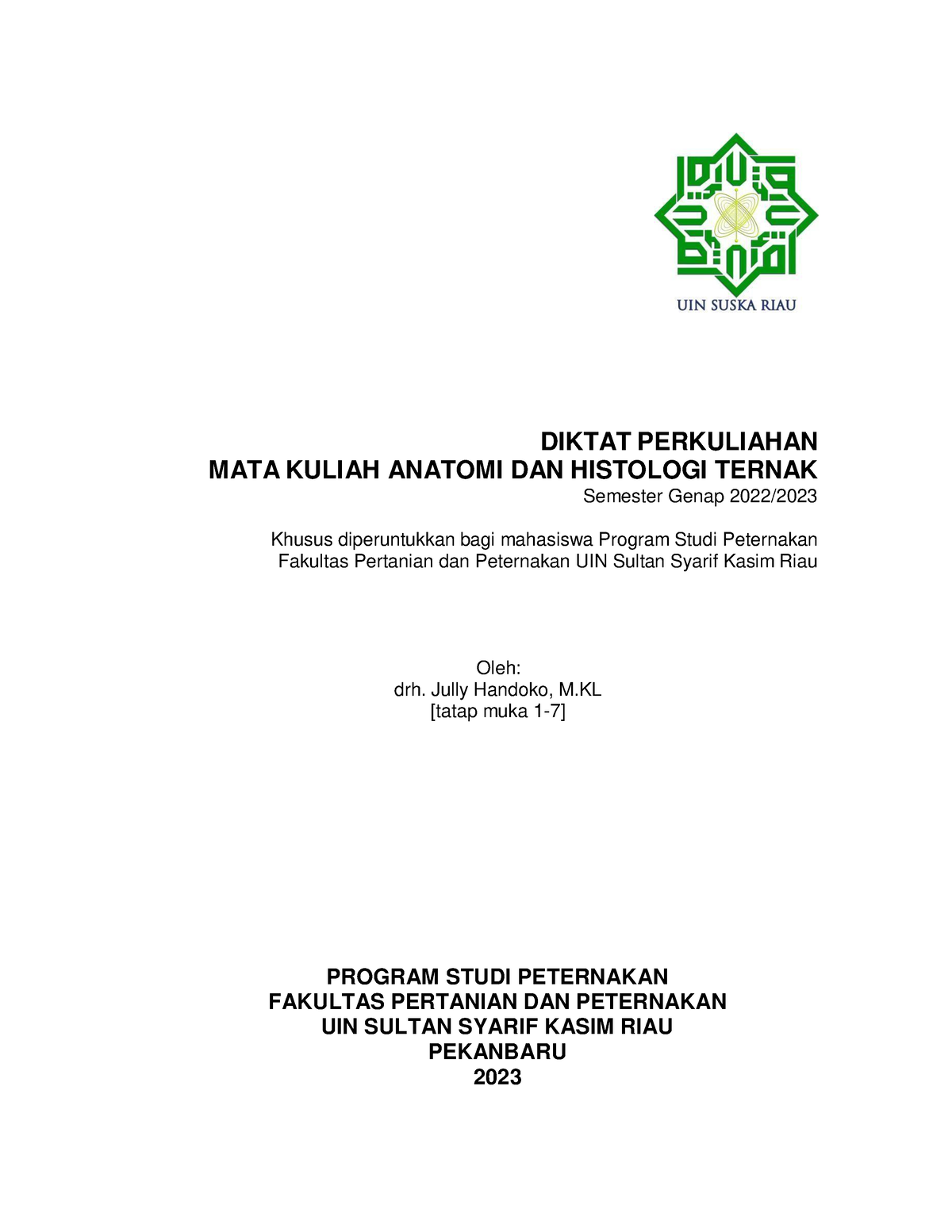 Diktat Kuliah AHT Gen 2022 2023 - DIKTAT PERKULIAHAN MATA KULIAH ...