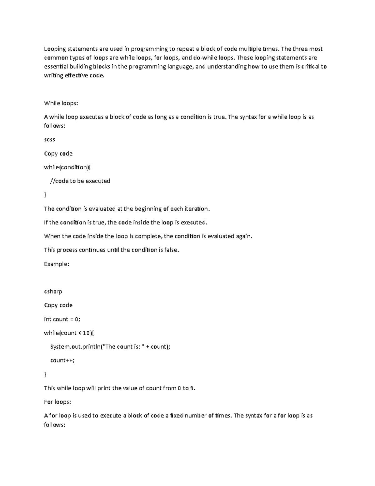 looping-statements-are-used-in-programming-to-repeat-a-block-of-code