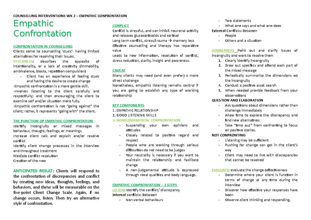 2 Empathic Confrontation STUCKNESS Describes The Opposite Of 