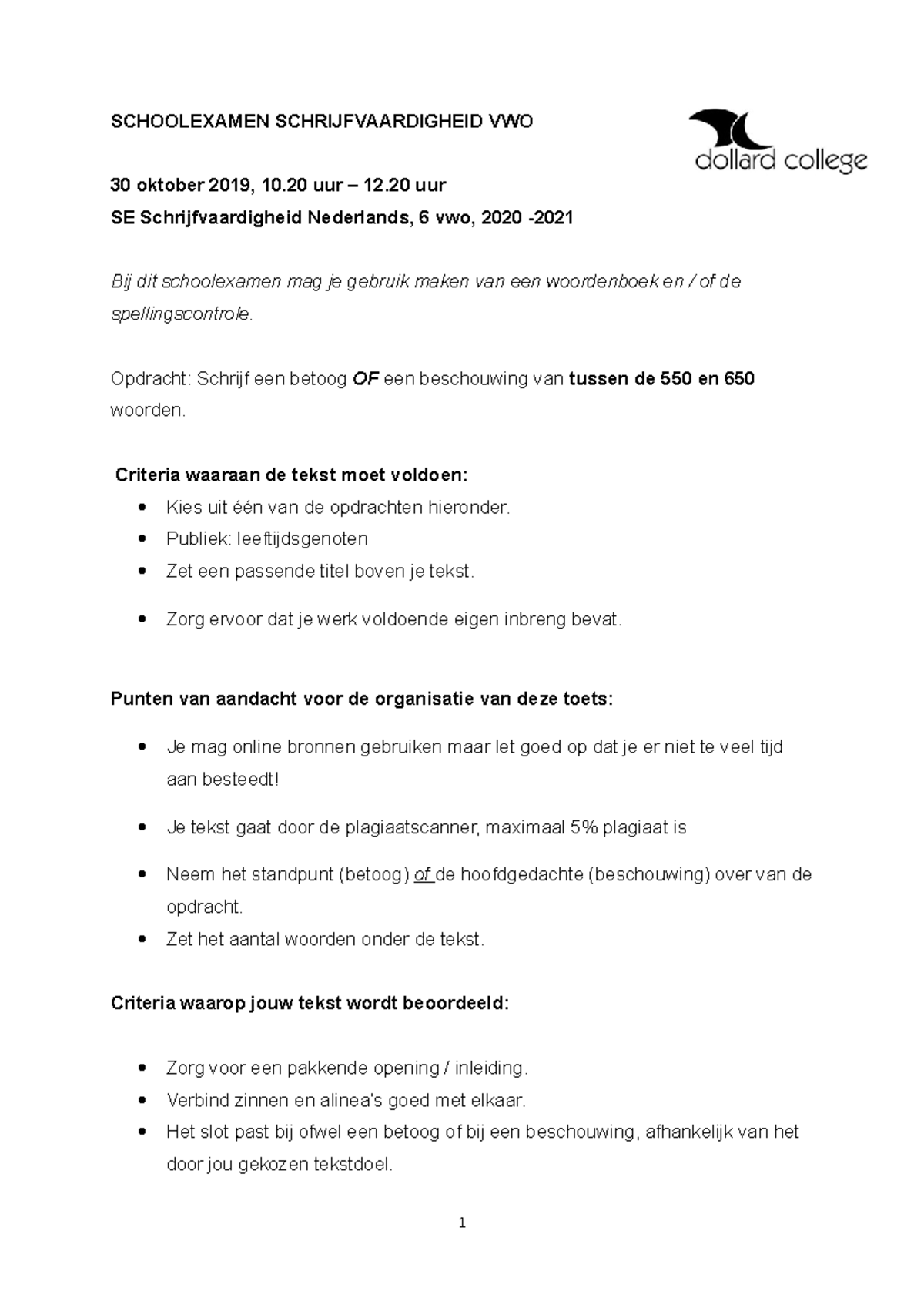 Betooggg of beschouwing  SCHOOLEXAMEN SCHRIJFVAARDIGHEID VWO 30