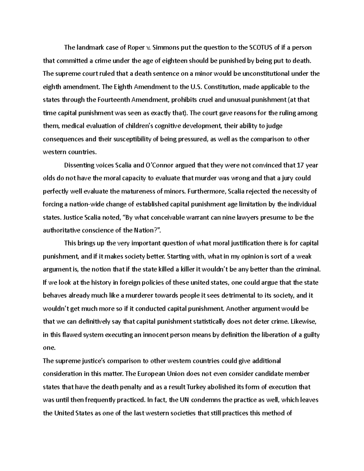 POL Assignment 6 For this week's question, review that case of Roper