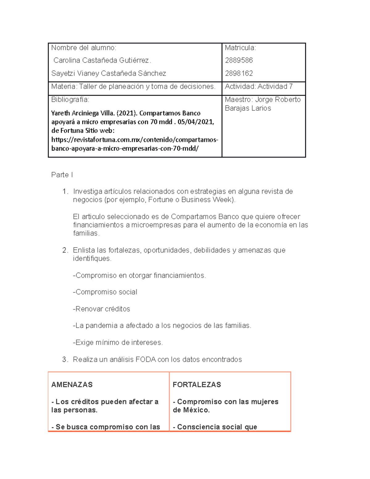 Actividad 7 Taller DE Planeacion - Nombre del alumno: Carolina ...