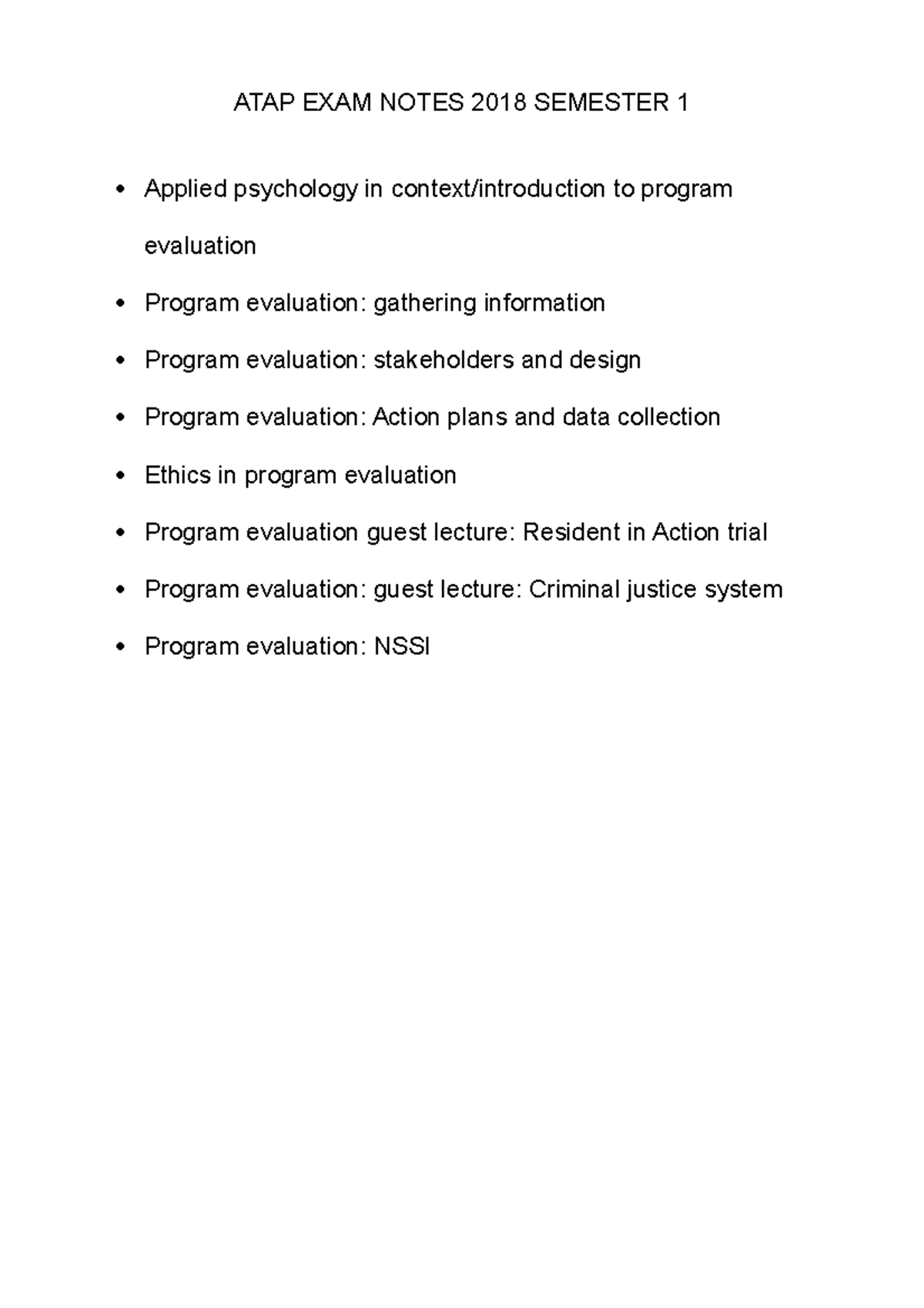 ATAP EXAM Notes - ATAP EXAM NOTES 2018 SEMESTER 1 Applied psychology in ...