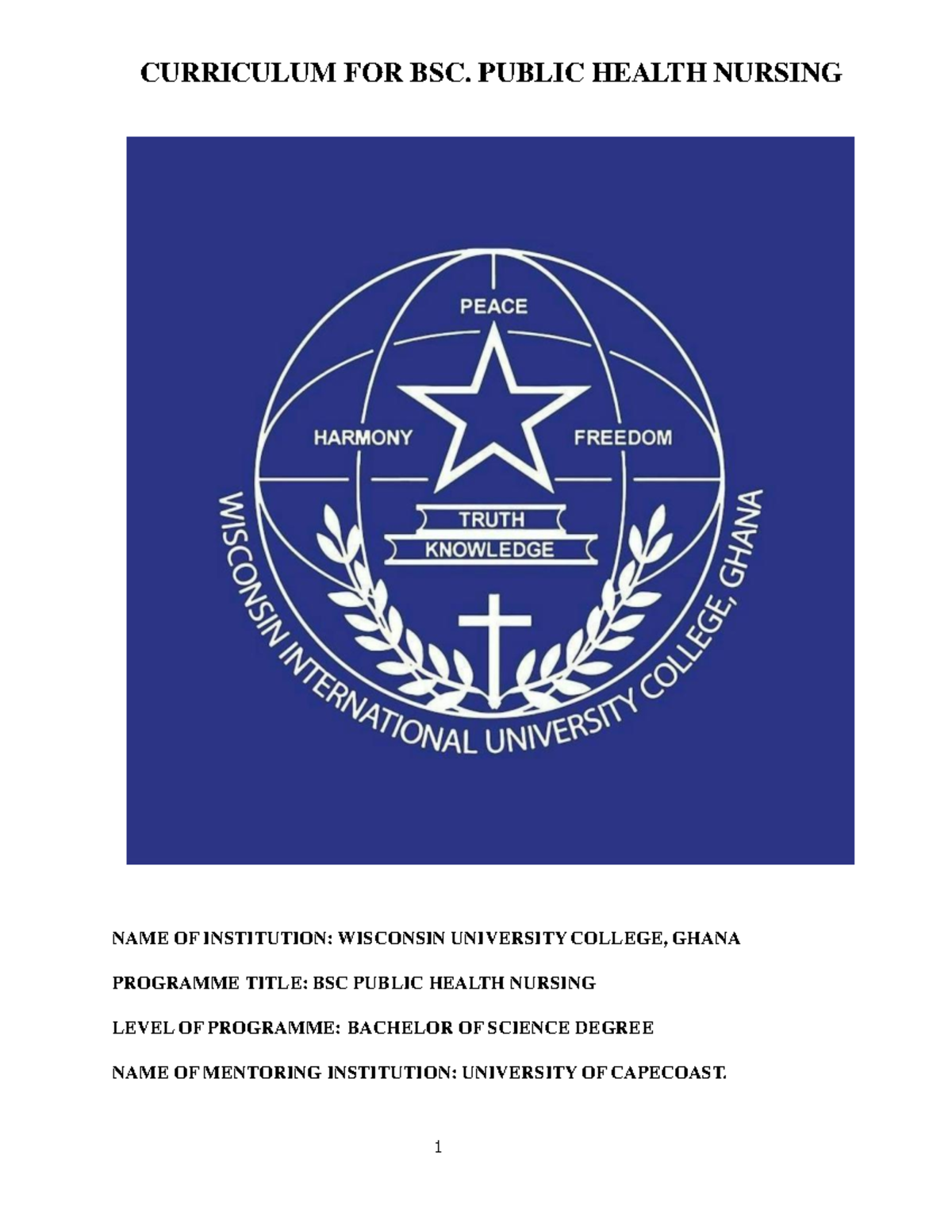 Curriculum - good reading material - CURRICULUM FOR BSC. PUBLIC HEALTH ...