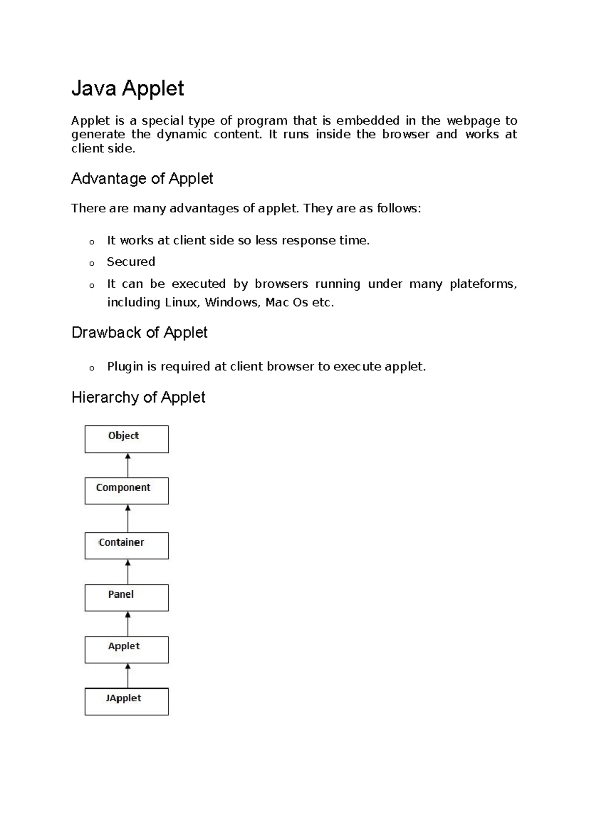 Java Applet - NOTES - Java Applet Applet Is A Special Type Of Program ...