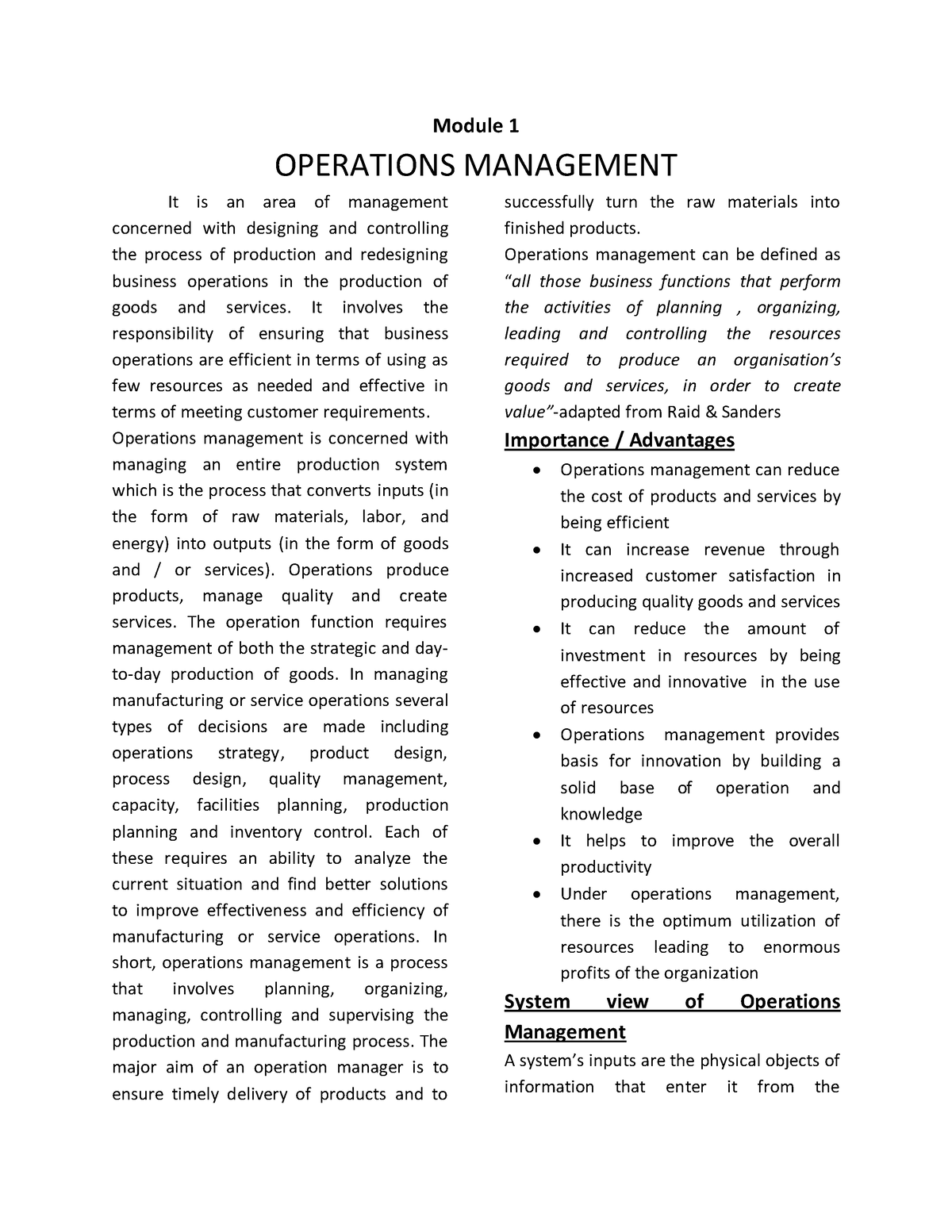 Operation Mgmt Mod - Best suitable for Kerala University BBA students ...