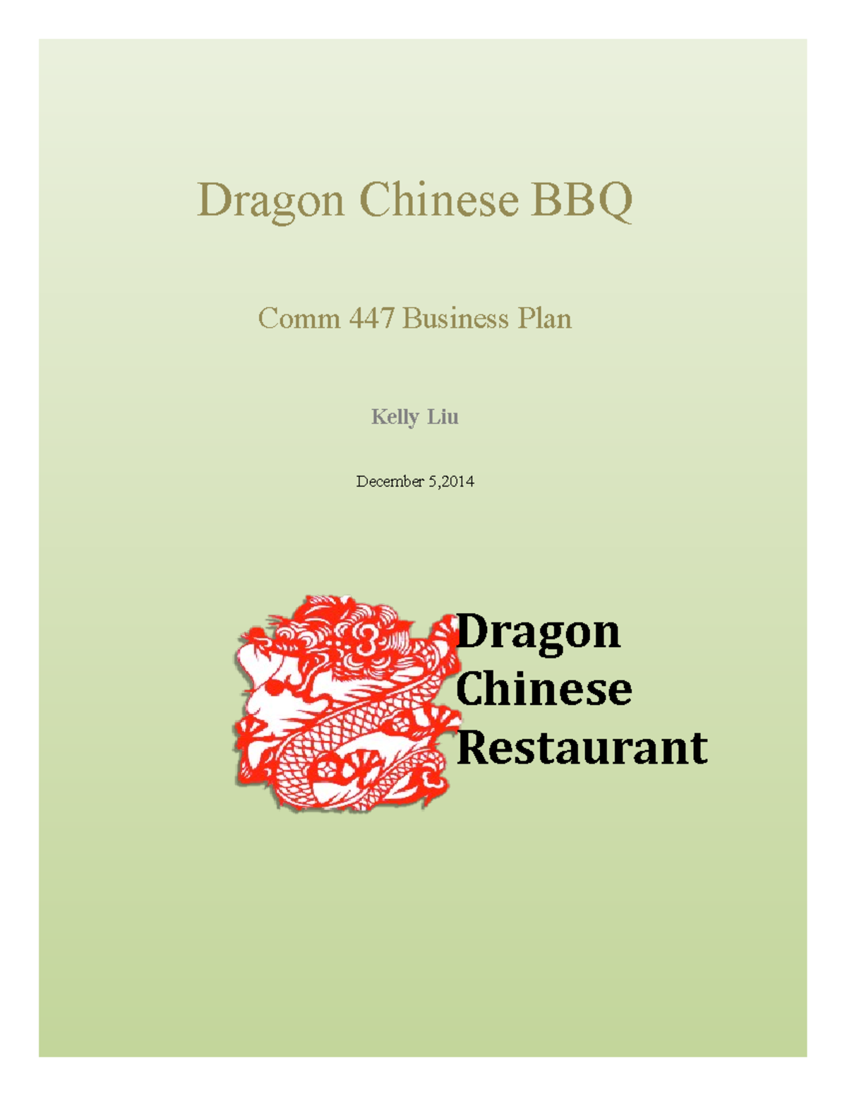 Dragon Chinese Restaurant Business Plan Dragon Chinese BBQ Comm 447