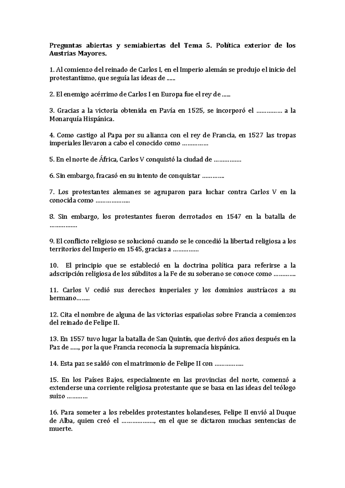 Examen, Preguntas - Preguntas Abiertas Y Semiabiertas Del Tema 5 ...