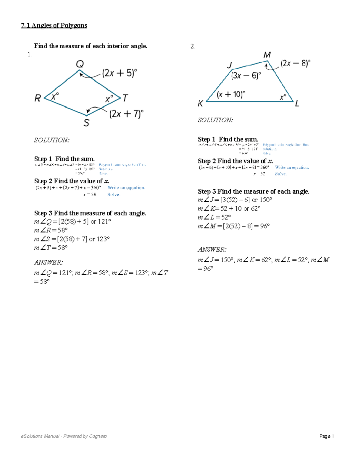 7 1 Angles of Polygons - 21321321321 - Find the measure of each ...