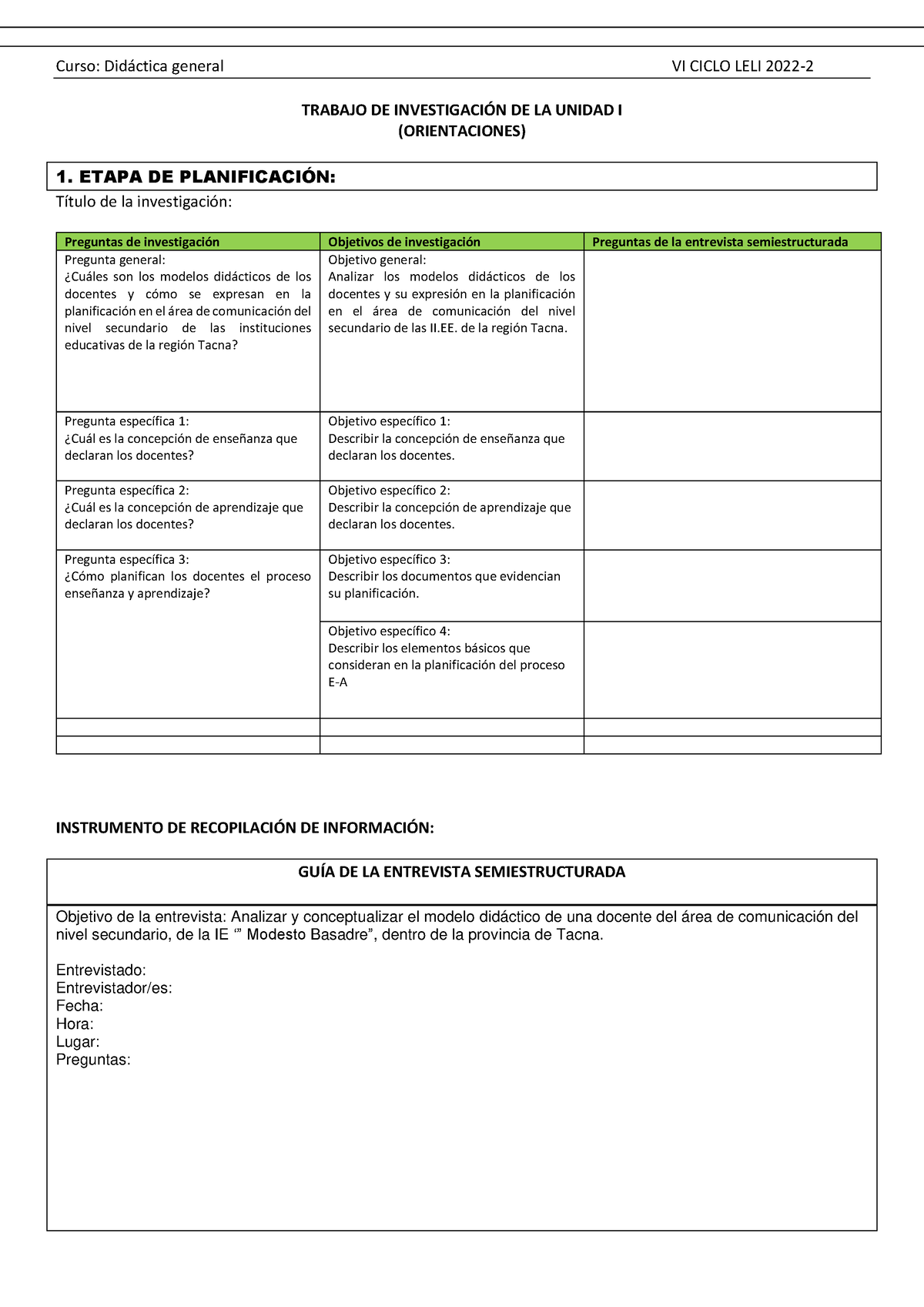 Semana 6 - TALLER - Curso: Did·ctica General VI CICLO LELI 2022 ...