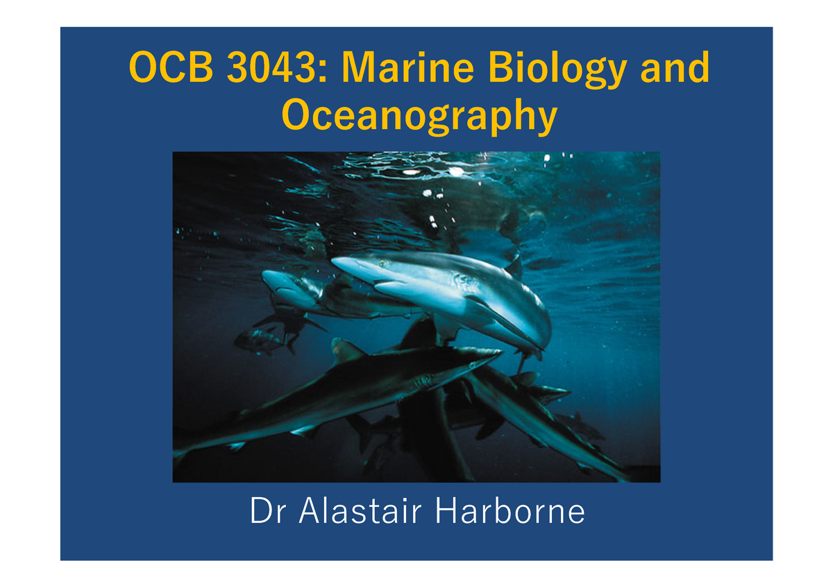 Lecture 01 - Introduction To The Course And Marine Biology 2020 ...