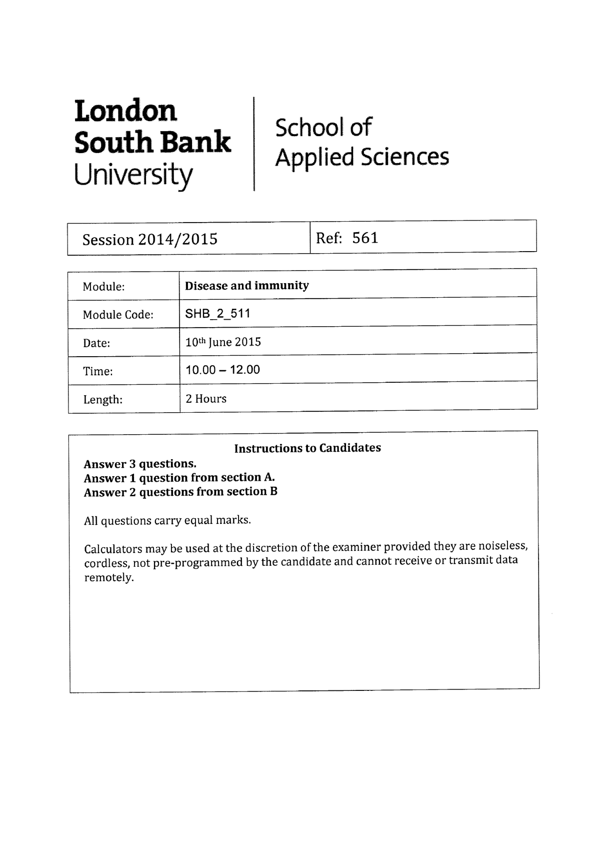 Exam 2016, questions - SHB2511 - Studocu