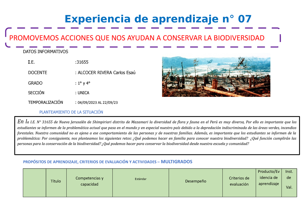 Experiencia De Aprendizaje N 7 Setiembre - Experiencia De Aprendizaje N ...