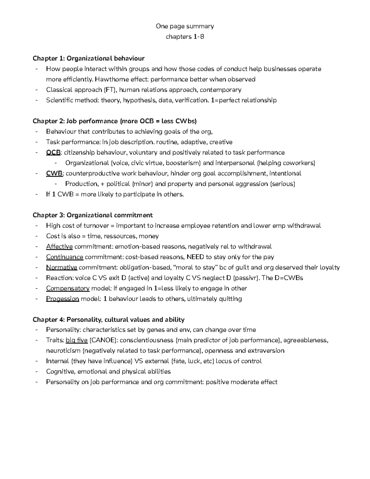 Adm 2336 One Pager Midterm Review Chapters 1 8 Adm 2336 2022 2023 One Page Summary Adm 2336 One Pager Midterm Review Chapters 1 8 Adm 2336 2022 2023 One Page Summary