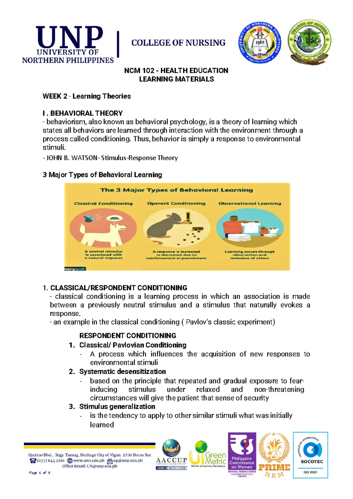 NCM102-WK2-LM - Learning material - NCM 102 - HEALTH EDUCATION LEARNING ...