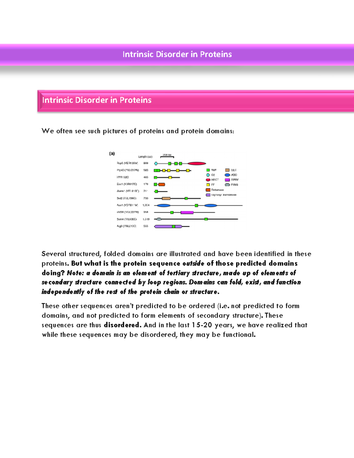 Lecture 11 - We often see such pictures of proteins and protein domains ...