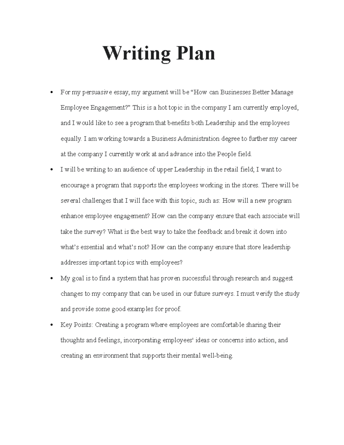 Writing Plan - Practice work - Writing Plan For my persuasive essay, my ...