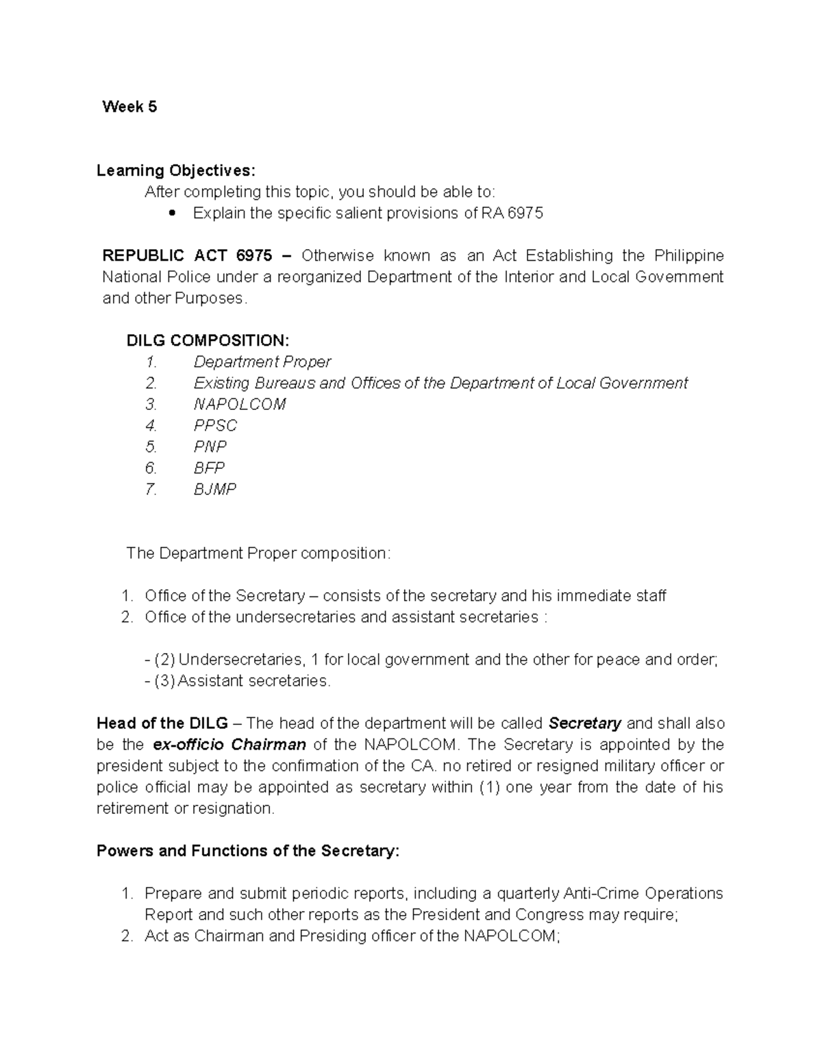 Law+Enf+Admin+Module+5-Week+5 - Week 5 Learning Objectives: After ...