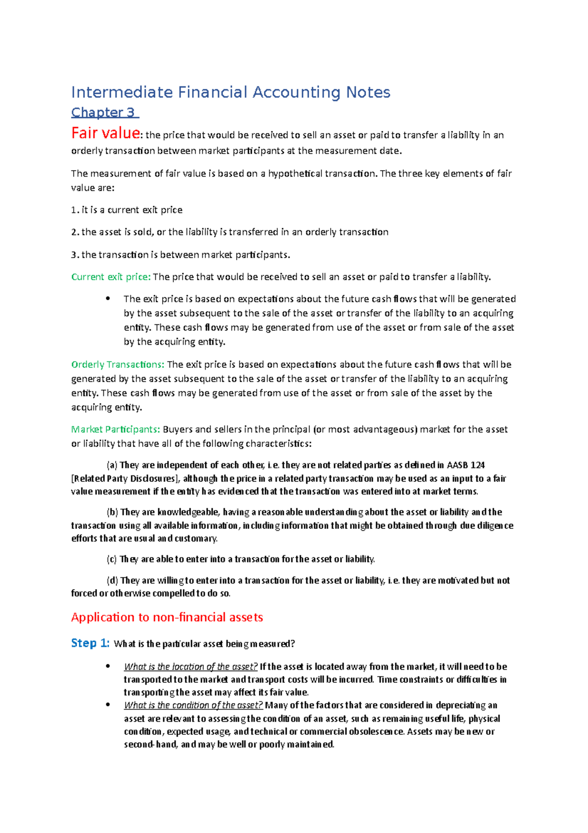 Intermediate Financial Accounting Notes (Pre Mid Sem chapters ...