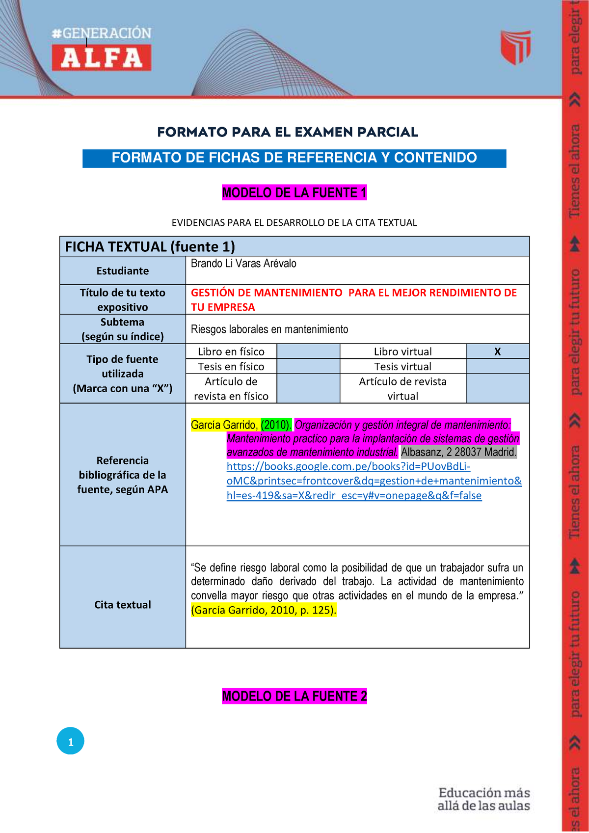 Formato Para El Examen Parcial Autoguardado Formato Para El Examen ...