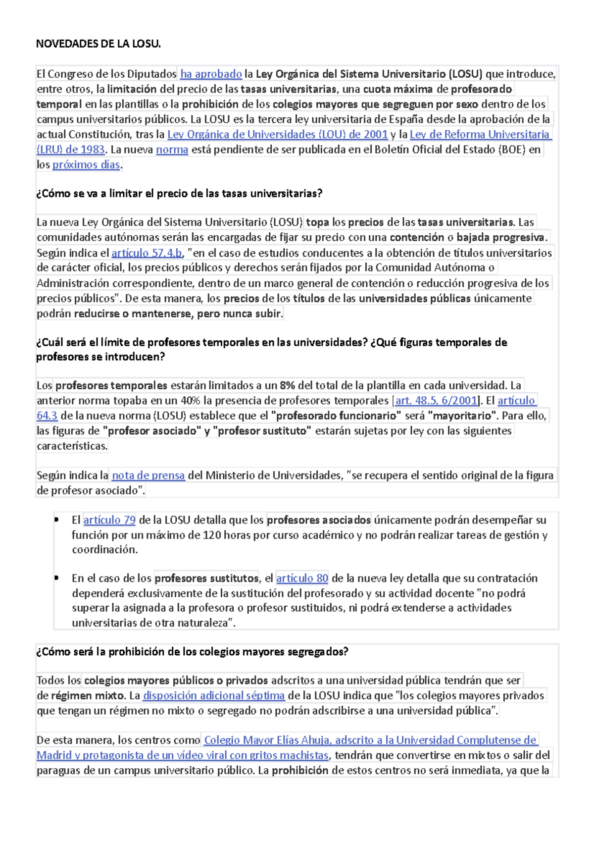 Novedades DE LA LOSU - NOVEDADES DE LA LOSU. El Congreso de los ...