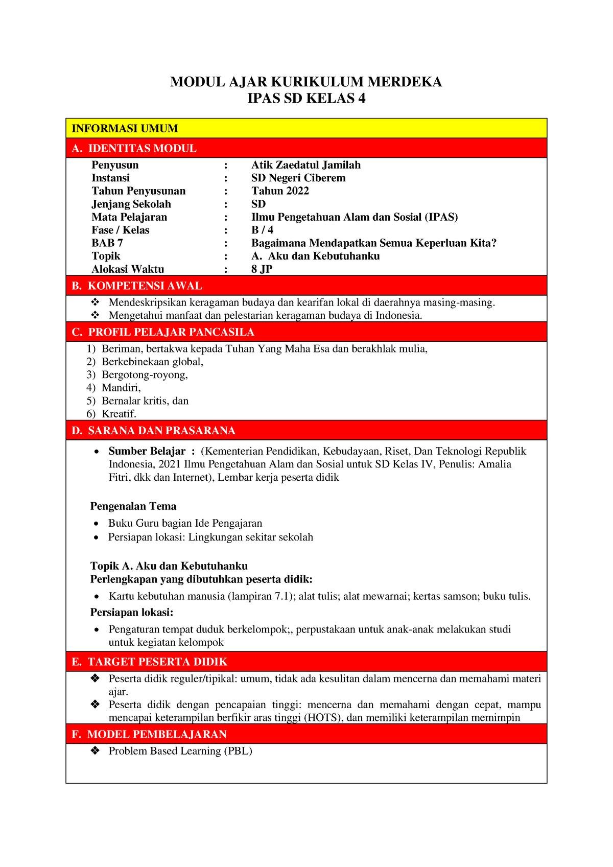 7. Modul Ajar IPAS BAB 7 - MODUL AJAR KURIKULUM MERDEKA IPAS SD KELAS 4 ...