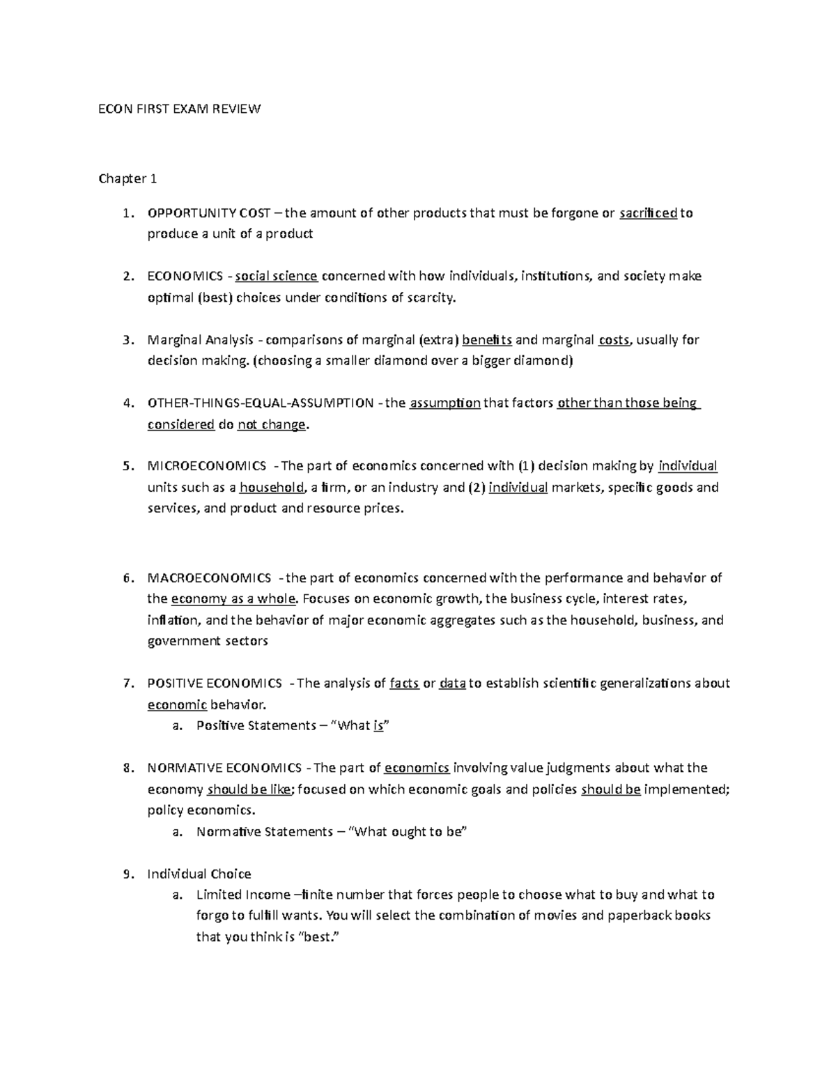 Key Terms Chapter 1-3 - Chapter 1  Economics – The social science  concerned with how individuals, - Studocu