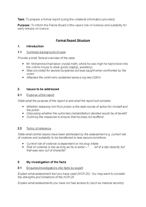 Written Parole Report - Parole report - Mr Mustafa Mohammed 1 ...