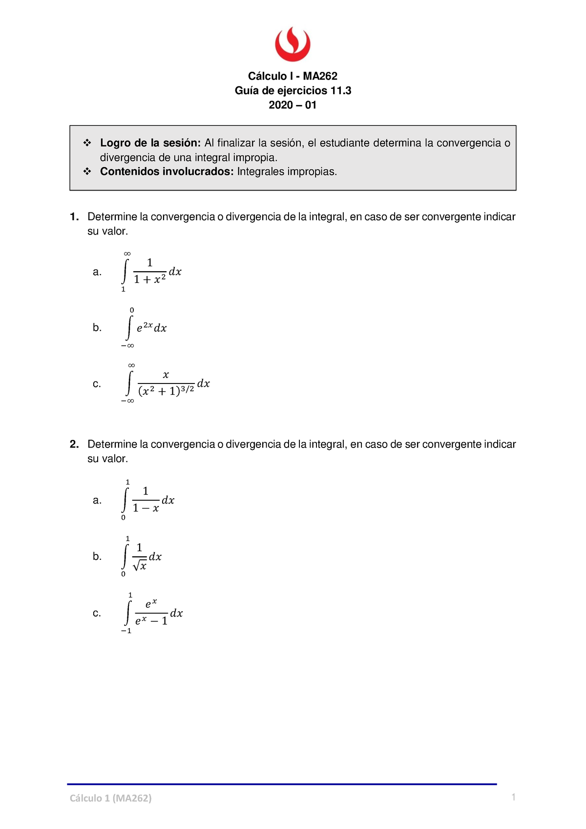 MA262 Guía De Ejercicios 11 - 3 2020 – 01 Logro De La Sesión: Al ...