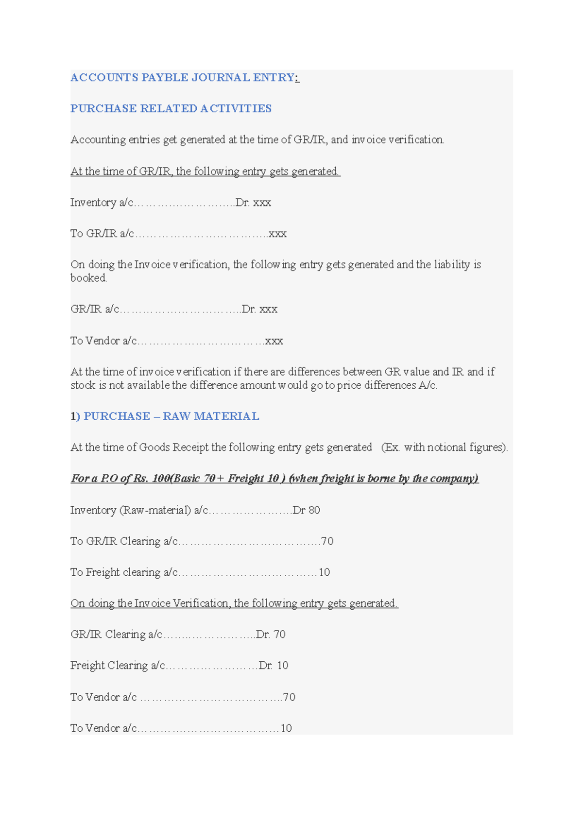 Accounts Payble Journal Entry ACCOUNTS PAYBLE JOURNAL ENTRY PURCHASE