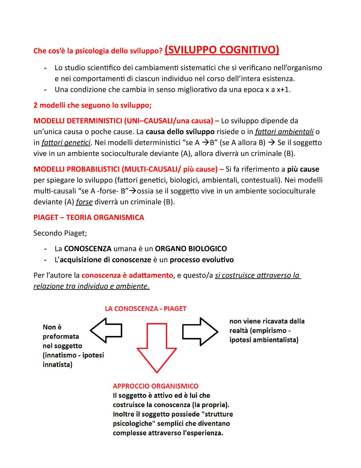 Psicologia dello sviluppo Una condizione che cambia in senso