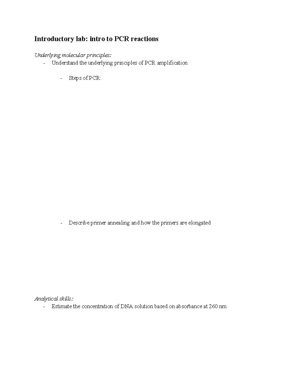 BCH3356 review - Introductory lab: intro to PCR reactions Underlying ...