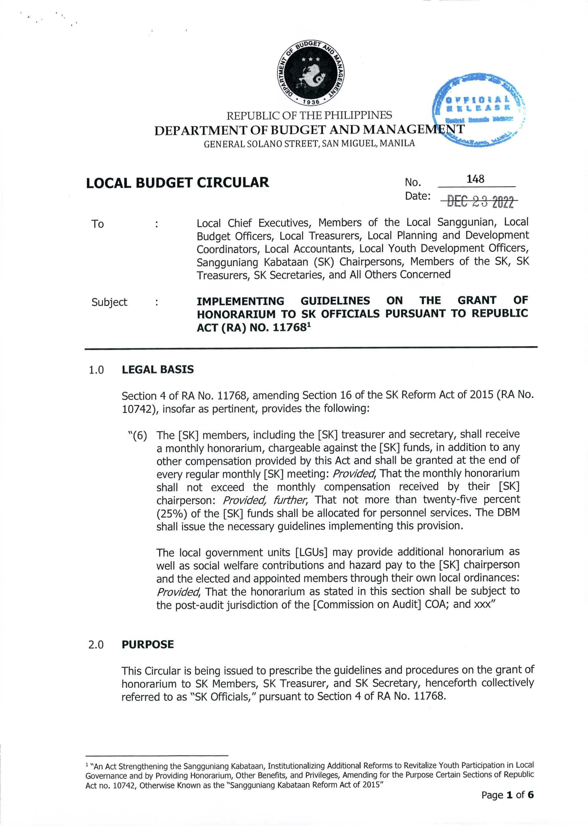 Local Budget Circular NO - REPUBLIC OF THE PHILIPPINES DEPARTMENT OF ...