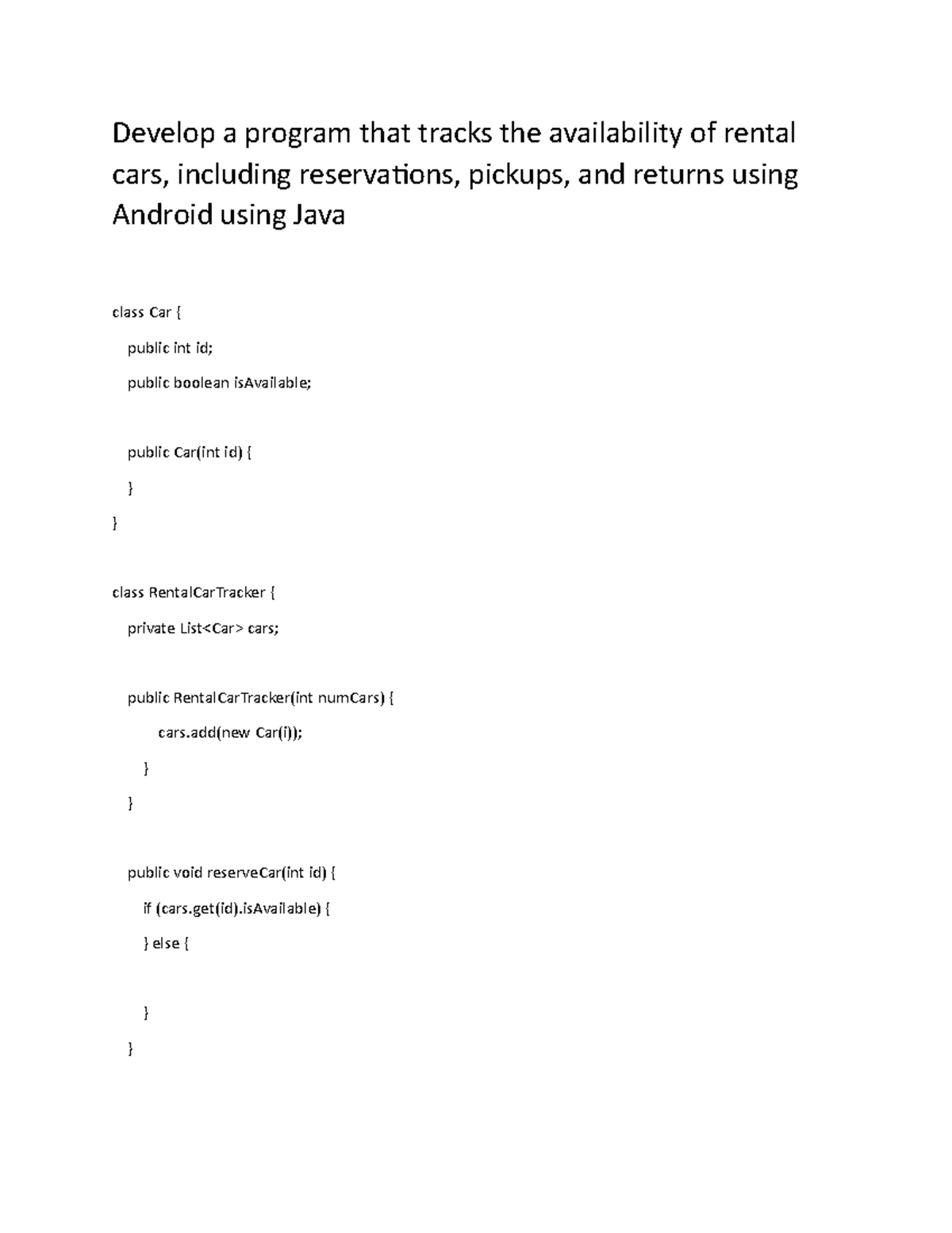 Comp6076-rental 15-Android using java - Develop a program that tracks ...