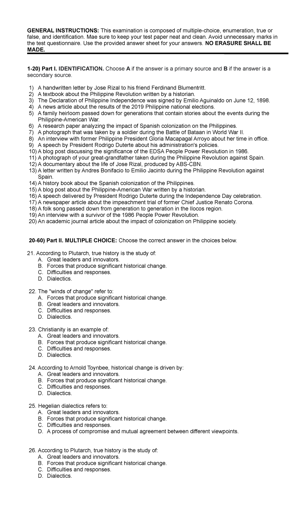Readings In Philippine History Reviewer General Instructions This Readings In Philippine History Reviewer General Instructions This