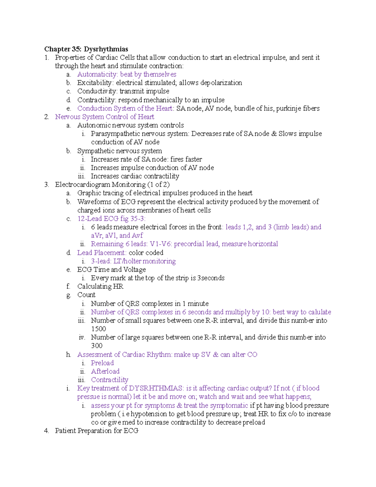 Care 1 Exam 2; notes - Chapter 35: Dysrhythmias Properties of Cardiac ...