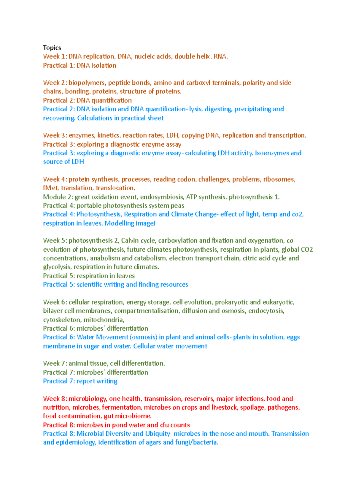 Bio Summaries Week 1 - Lecture notes 1 - Studocu