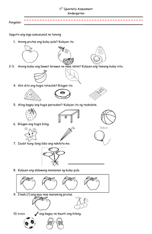 3rd Quarterly Assessment Kinder - 3 rd Quarterly Assessment ...