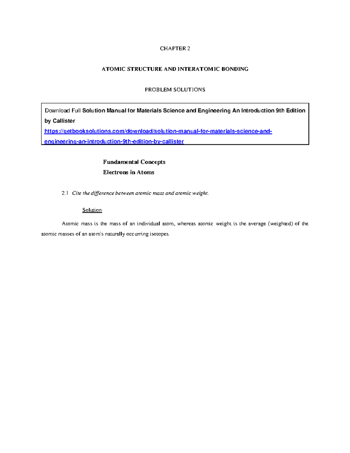Dokumen - Nothing - CHAPTER 2 ATOMIC STRUCTURE AND INTERATOMIC BONDING ...